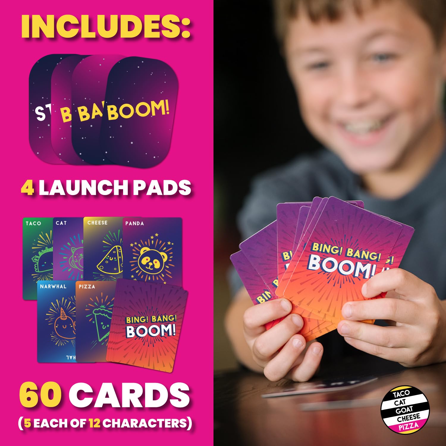Bing Bang Boom Hilariously Fun Card Game for Family Game Night by Taco Cat Goat Cheese Pizza | Easy to Learn and Play with Fast 10 Minute Rounds | Fun