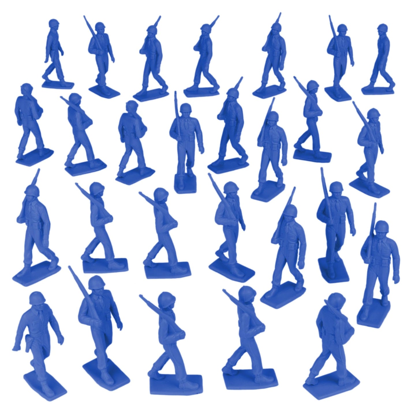 BMC Marx Plastic Army Men Marching US Soldiers - Blue 27pc WW2 Figures - US Made