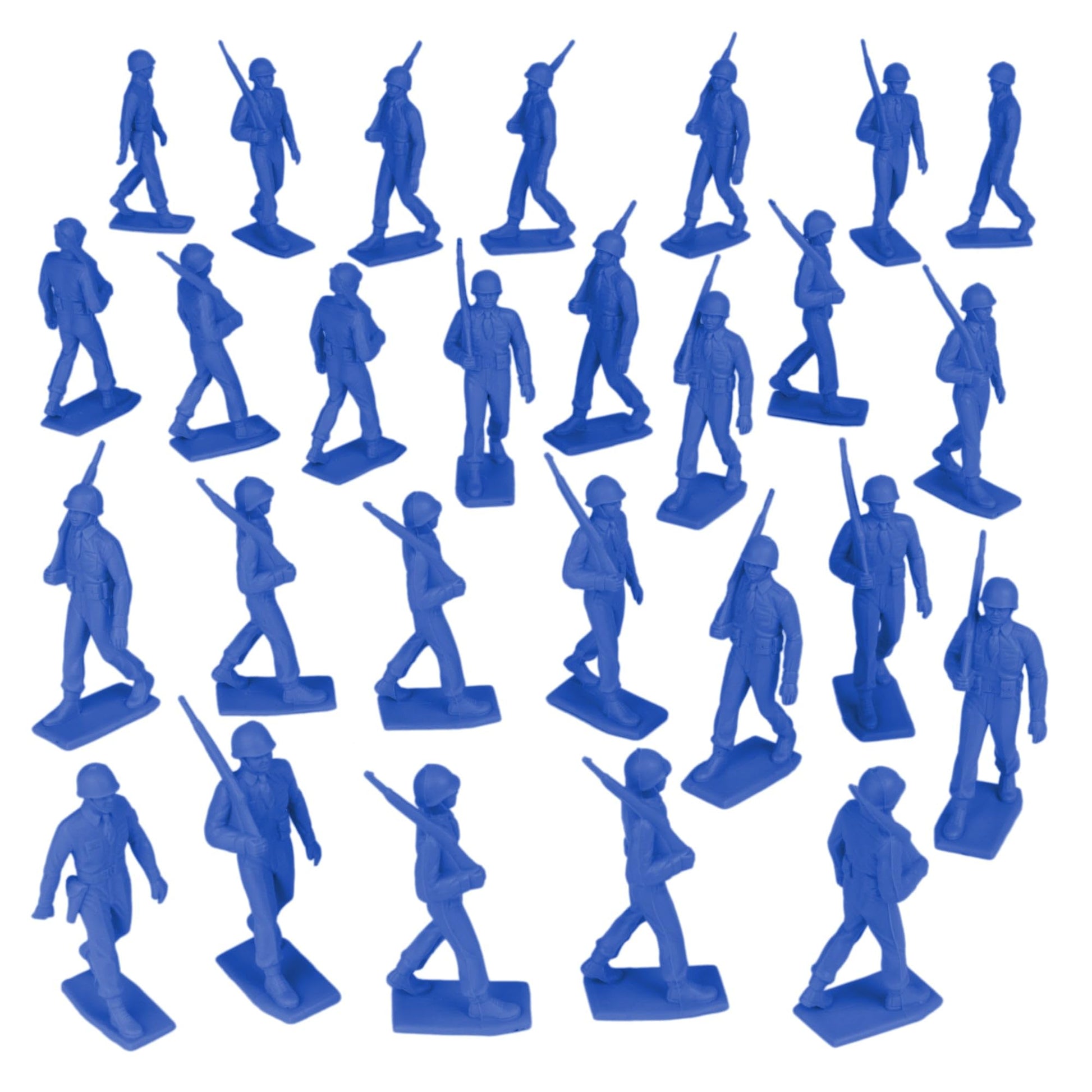 BMC Marx Plastic Army Men Marching US Soldiers - Blue 27pc WW2 Figures - US Made