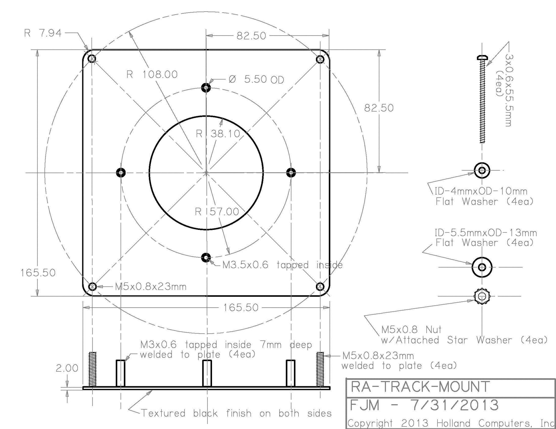 Arcade Game 3 inch Trackball Metal Mounting Kit, works with RA-TRACK-BALL