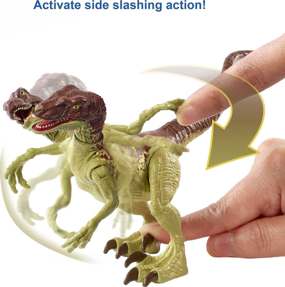 Jurassic World Toys Fierce Force Velociraptor Camp Cretaceous Dinosaur Action Figure Movable Joints, Realistic Sculpting & Single Strike Feature, Kids