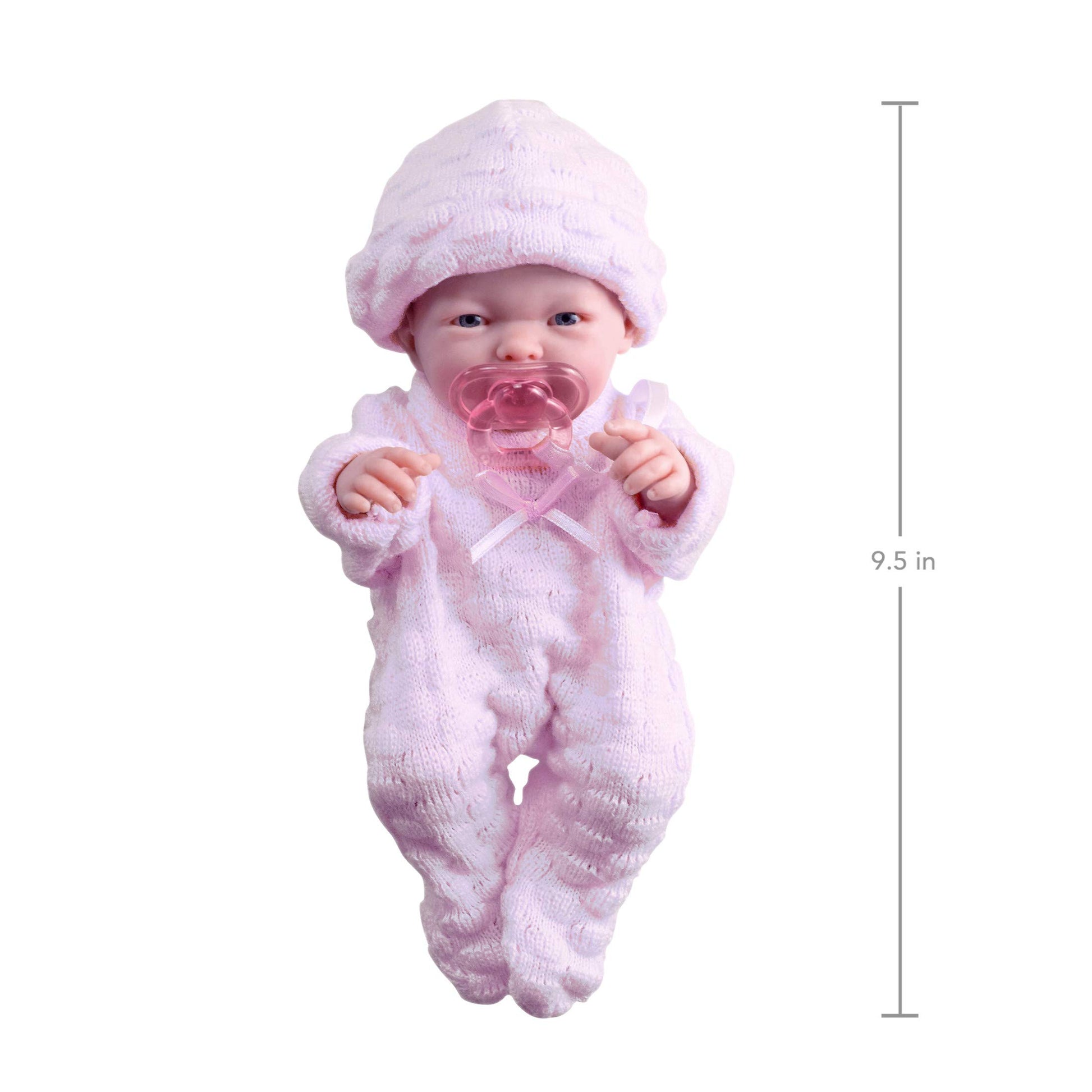 JC Toys - Mini La Newborn First Day | Anatomically Correct Real Girl Baby Doll | 9.5" All-Vinyl | Includes Knit Outfit, Hat and Pacifier | Designed by