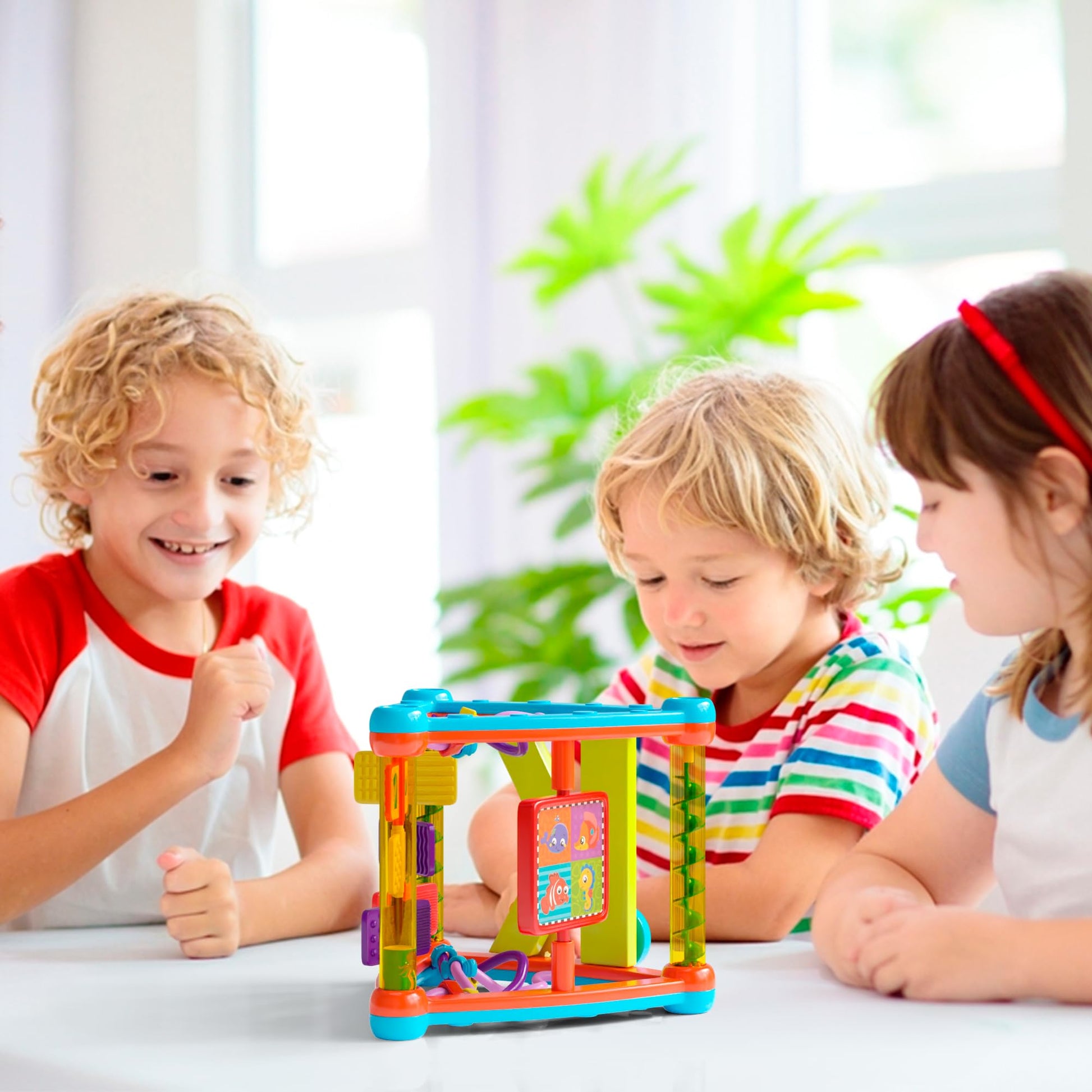 Lollipop Interactive Toddler Activity Triangle - Montessori Toys for Toddlers - Activity Cube for Play and Learning Educational Busy Cube with Shapes