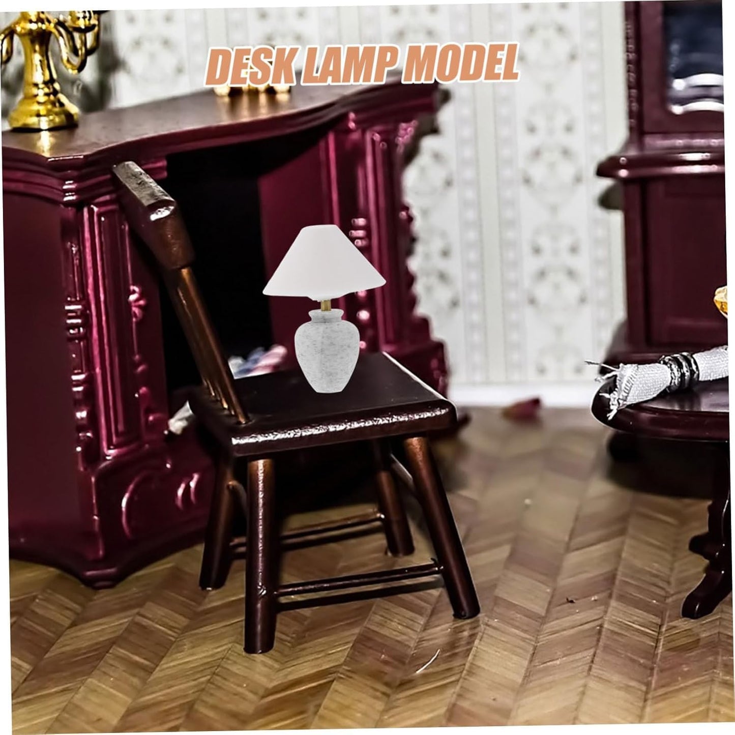 2 Pcs Miniature Table Lamp Models - 1:12 Scale European Design Dollhouse Furniture - Mini Bedside Lamps for DIY Desktop Decoration, Bedroom Diorama