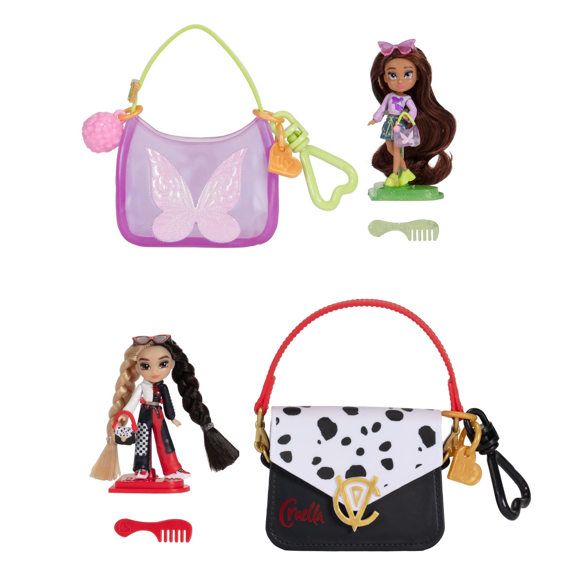 Disney ILY Mini Dolls Tote-ILY-Teenies Blind Pack Bundle (2 Dolls in Each), Inspired by Your Favorite Disney Characters or Stories with Matching Purse