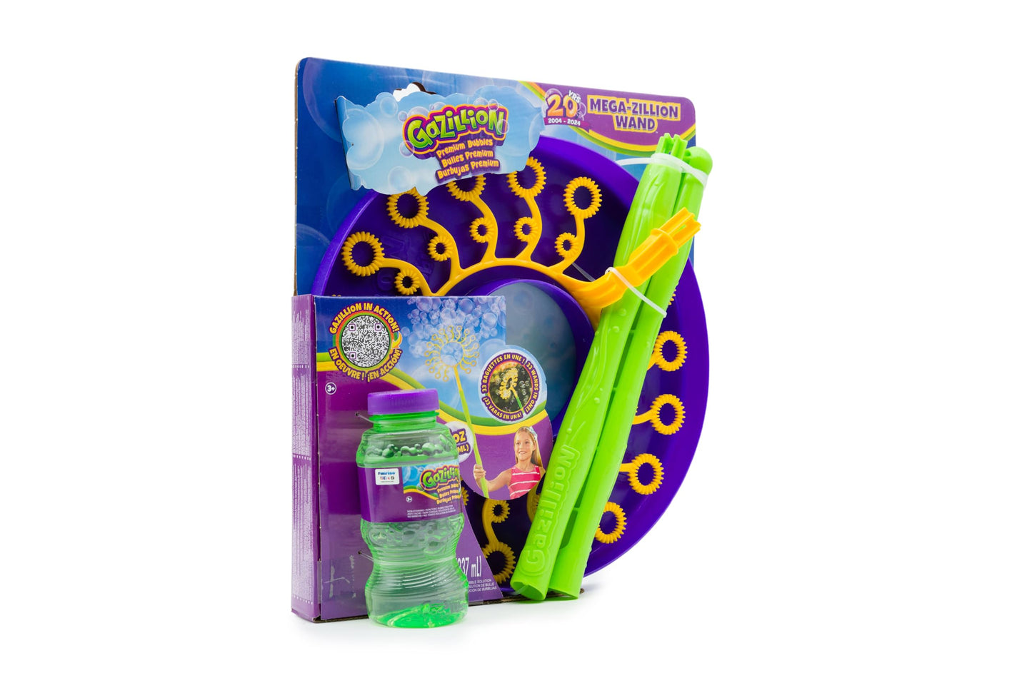 Gazillion Mega-Zillion Wand, 33 Mini Wands, 3ft. Handle & 2 Bottles of Solution - Create Zillions of Bubbles in Seconds!