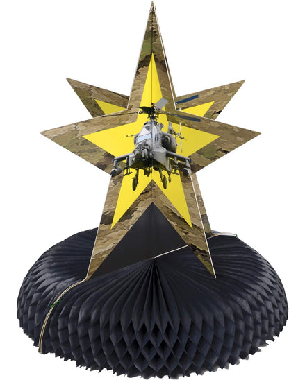 Military Army Camo Helicopter Party Centerpiece (14.5") American Heroes Party Collection by Havercamp