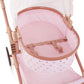 LullaBaby BABI by Battat - Baby Doll Double Stroller Mini Gold Stars - Foldable Canopy, Swivel Wheels, Storage Basket - Pink Carriage Fits Twin