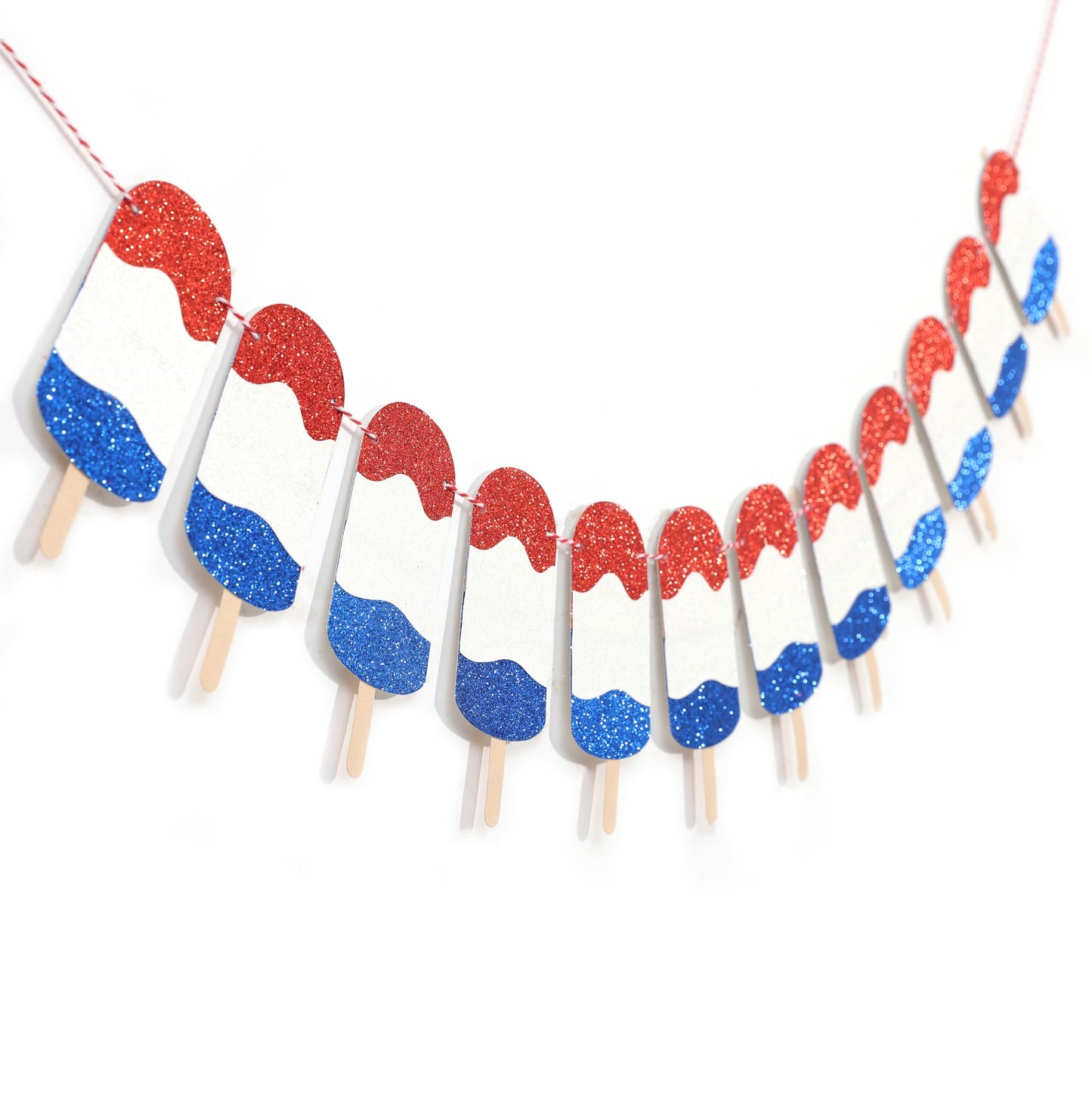 4th of July Independence Day Banner - Blue and Red Summer Popsicle Garland, 4th of July Birthday Party Decor, Red White & Blue Kids Party Decor