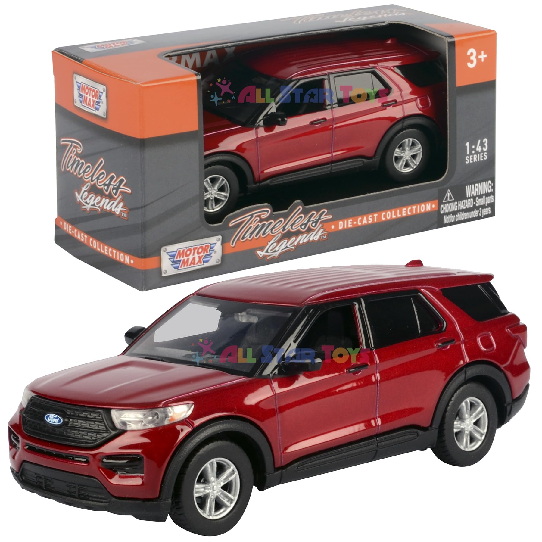 Motormax 2022 Ford Explorer Rapid Red 1/43 Small Size 4.5 inch Diecast Model 79703