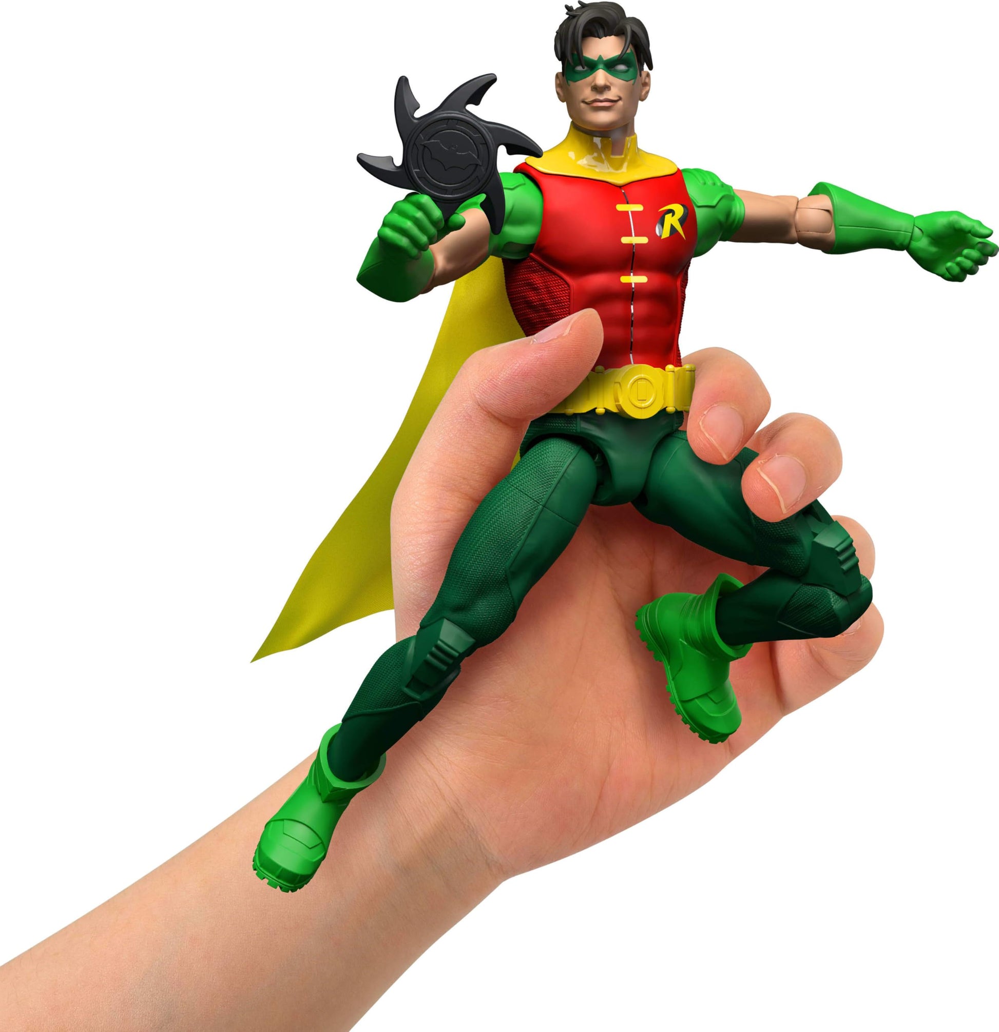 Mattel DC Premier 6.5 Inch Robin Action Figure Series 1, Detailed Super Hero Design 22 Articulations & Fabric Cape, Weapon Stand & Accessories