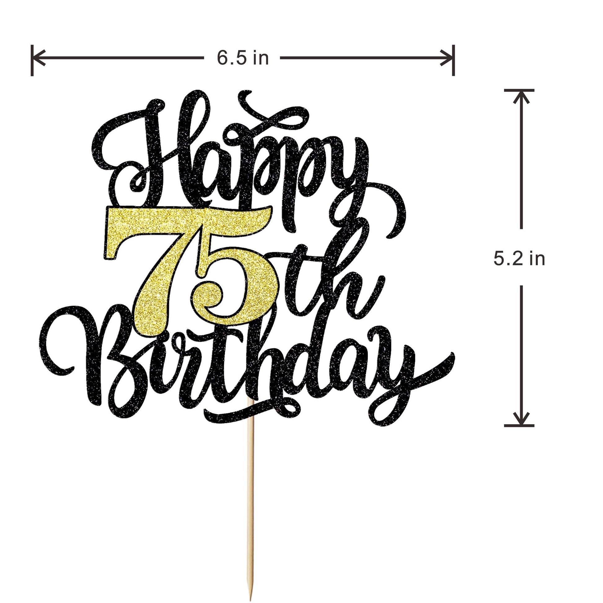 Leetaivie Happy 75th Birthday Cake Topper, 75th Birthday Cake Decorations