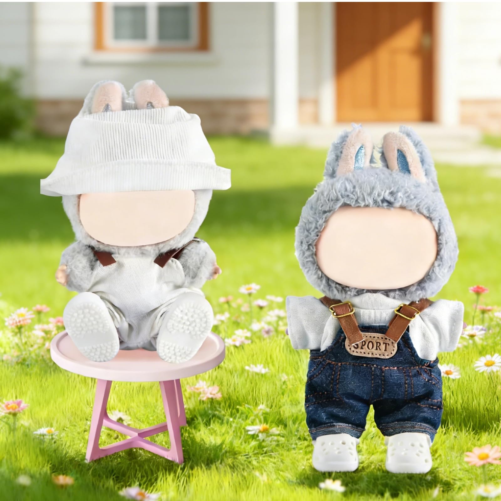 Elegant Doll Clothing for Labubu Acessories, Premium Doll Outfits for 4-7In Dolls, Optimal for Dolls Dressing Up(Blue Denim Overall, No Shoes