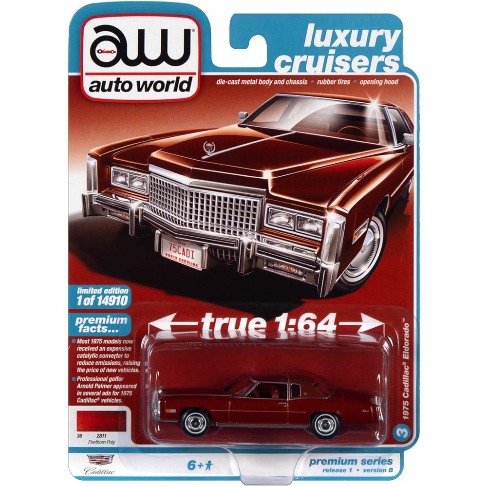 Auto-World 1975 Cadi-llac Eldorado, [Cerise Firemist Poly] Luxury Cruisers