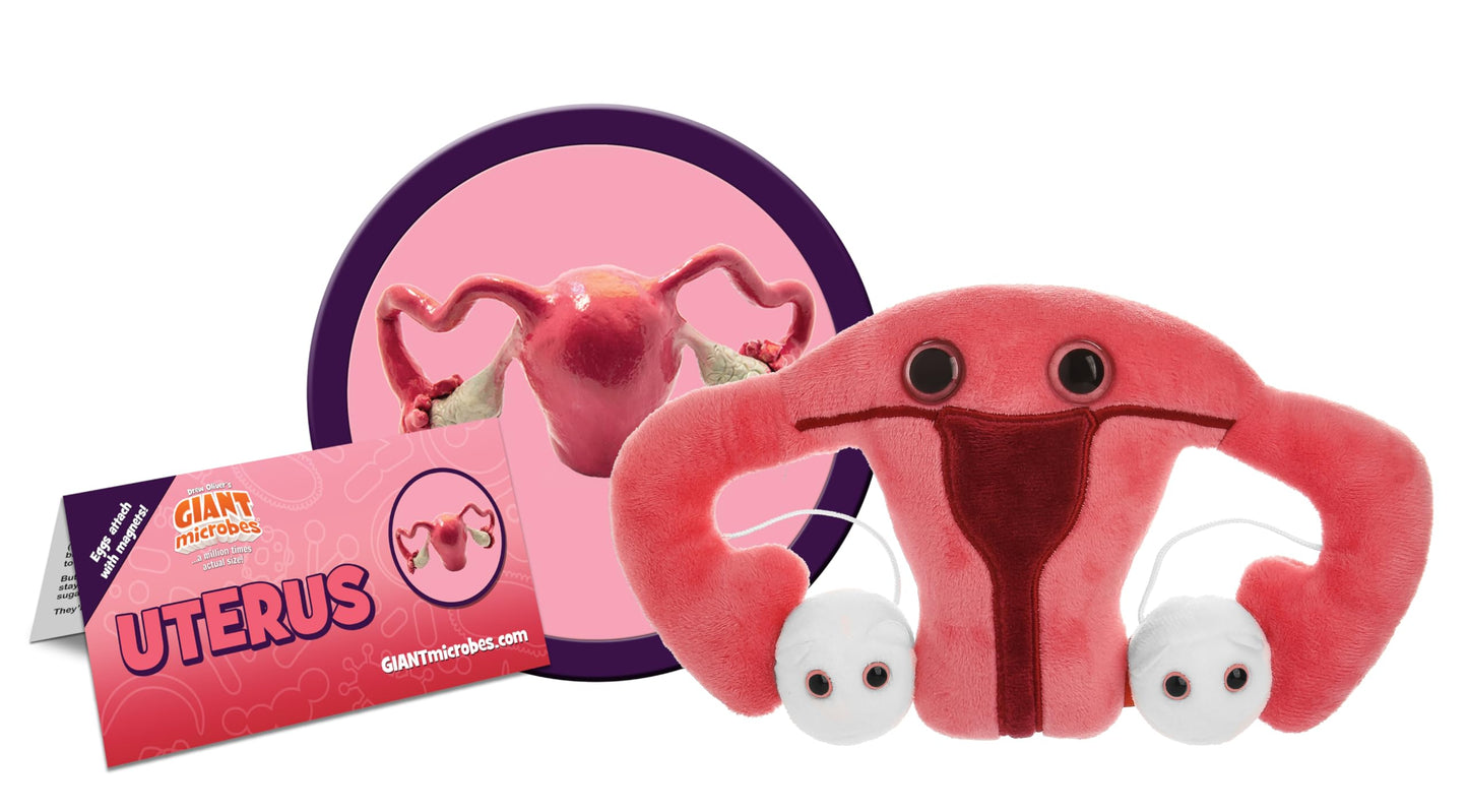 GIANTmicrobes Uterus Plush -Stuffed Uterus with Magnetic Detachable Ovaries