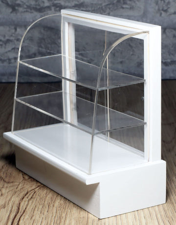 Miniature Cake Bakery & Bread Display Cabinet Beautifully Handmade, piece by piece - 1/12 Scale Dollhouse Bakery Furniture, Acrylic & Wood Showcase