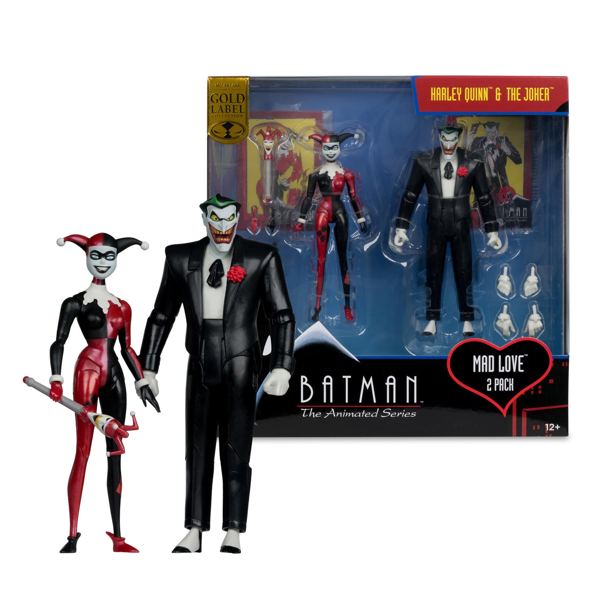 McFarlane Toys - Batman: The Animated Series Harley Quinn and The Joker (Mad Love 2 Pack) 6in Action Figures Gold Label