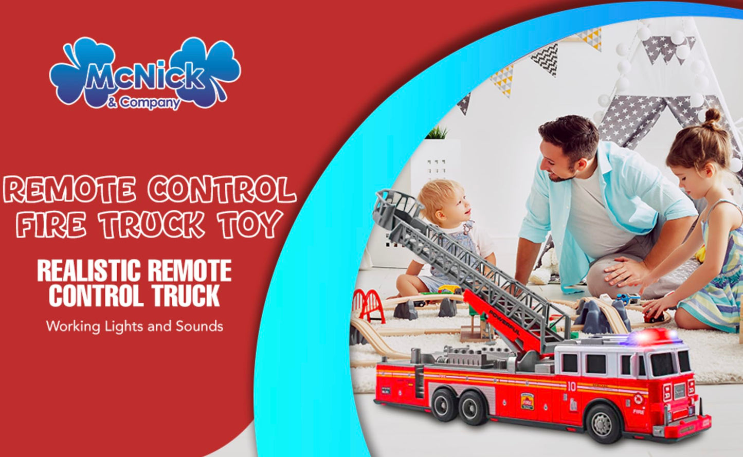 Remote Control Fire Truck - Premium Battery-Powered RC Fire Engine Toy with Flashing Lights, Realistic Sirens, Extendable Ladder - Perfect Toy Gift