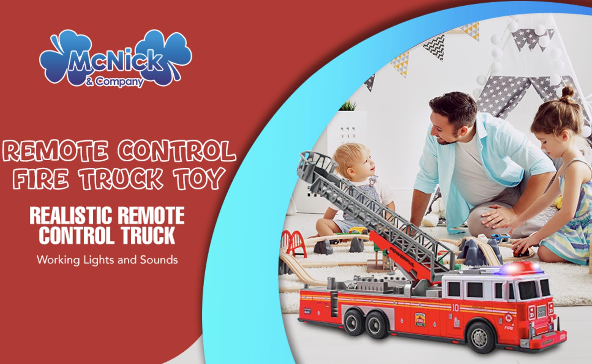 Remote Control Fire Truck - Premium Battery-Powered RC Fire Engine Toy with Flashing Lights, Realistic Sirens, Extendable Ladder - Perfect Toy Gift