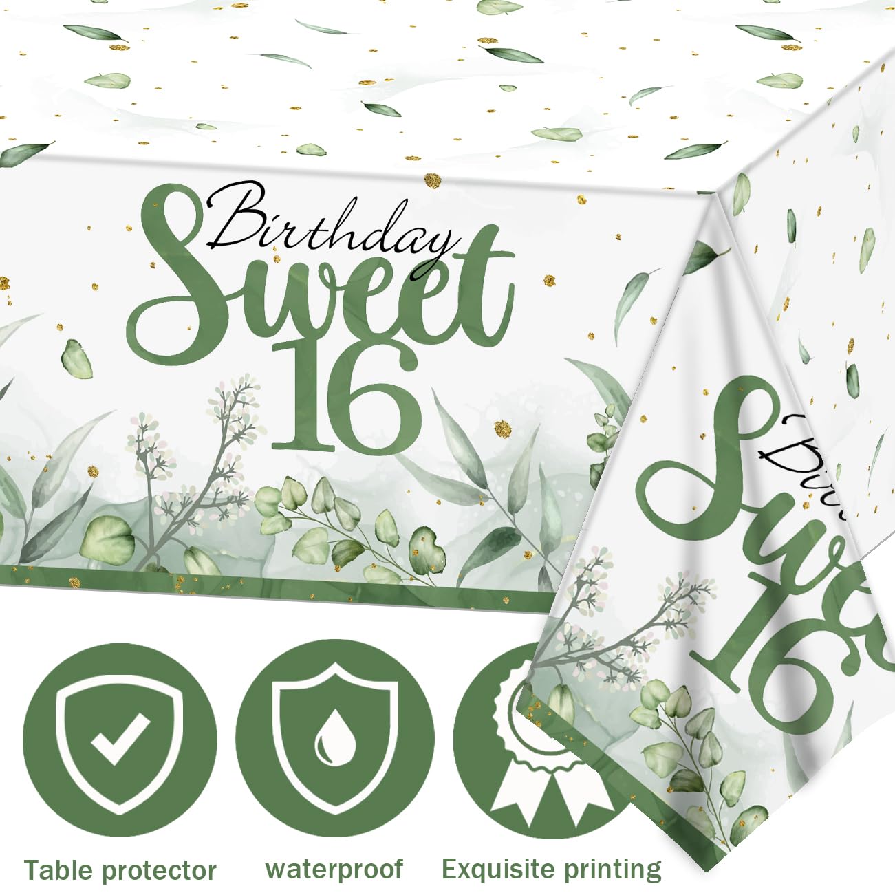 PATIAI Sweet 16 Party Decorations 3Pack Sweet 16th Tablecloths