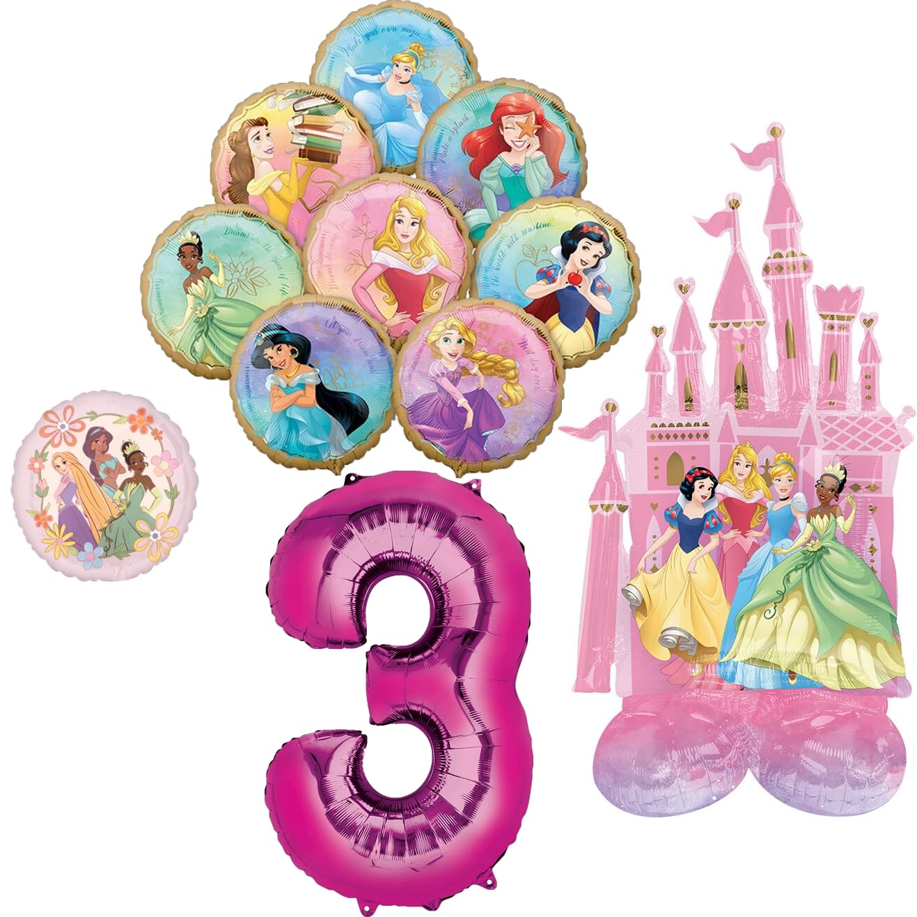 Princess Theme 3rd Birthday Party Supplies 8 Princesses Balloons Decoration
