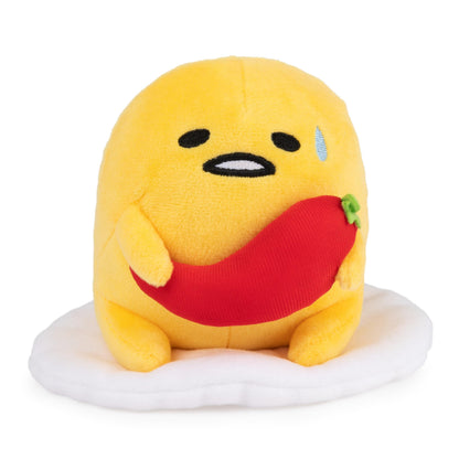 GUND Sanrio Spicy Gudetama 5-Inch Egg with Chili Pepper Plush Toy; Ages 1+