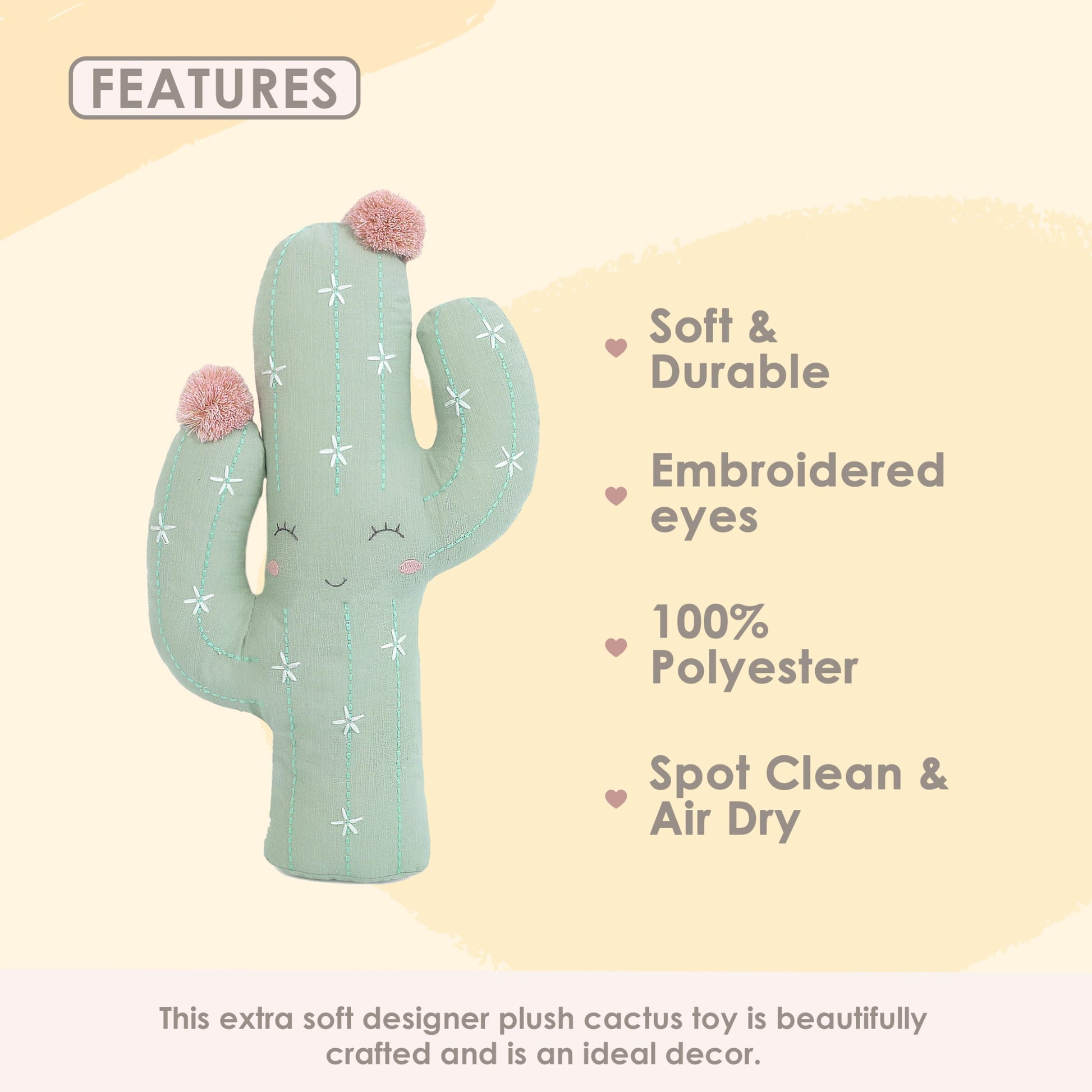 MON AMI Soft Plush Cactus Toy - 18”, Cactus Shaped Toy, Plush & Decorative Accessory for Child’s Bed/Couch