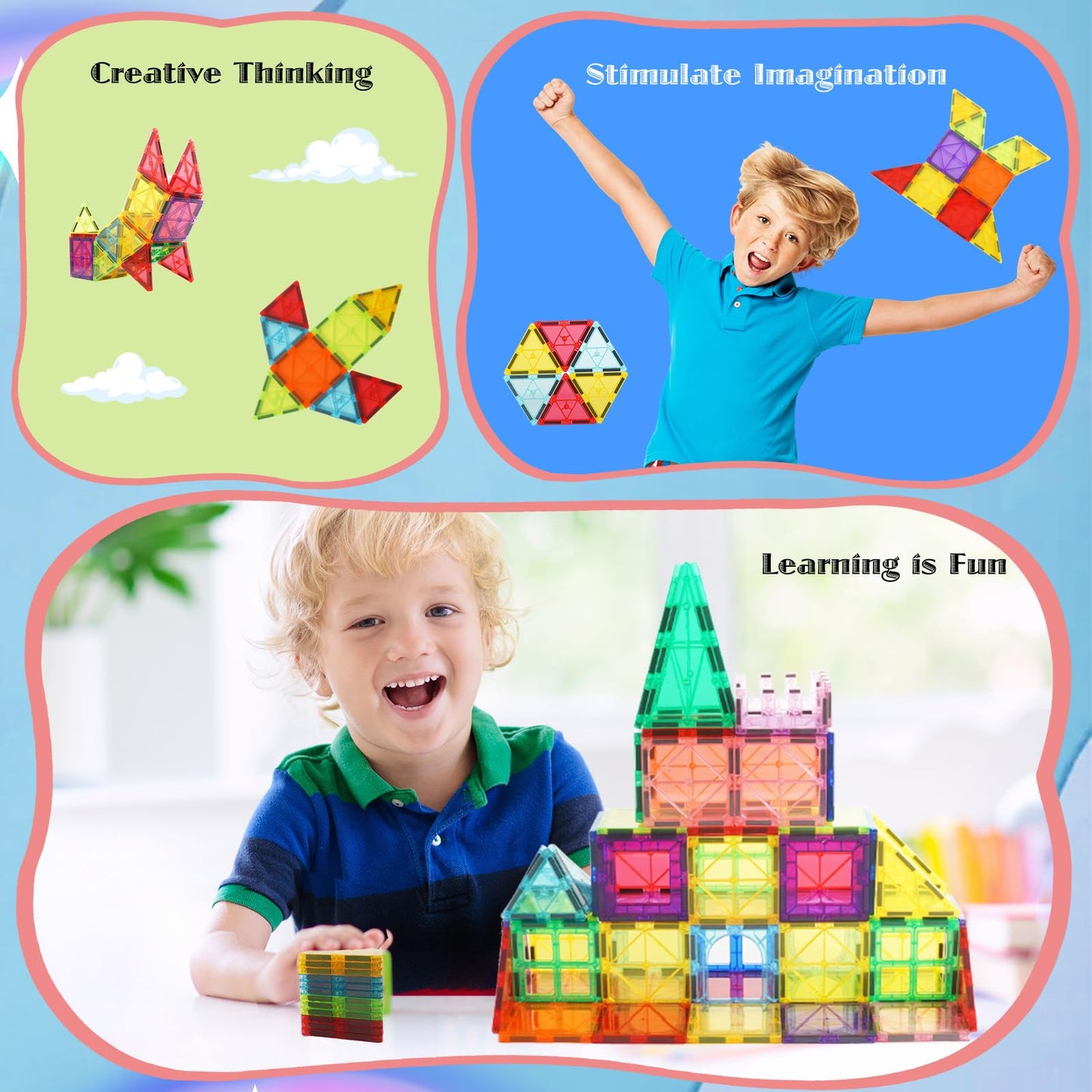 FlatGoat Magnetic Tiles 106 Piece Set, Magnet Building Blocks for Kids Toddlers, STEM Construction Toys with Gift Box for Ages 3 4 5 6 7 8+ Year Old