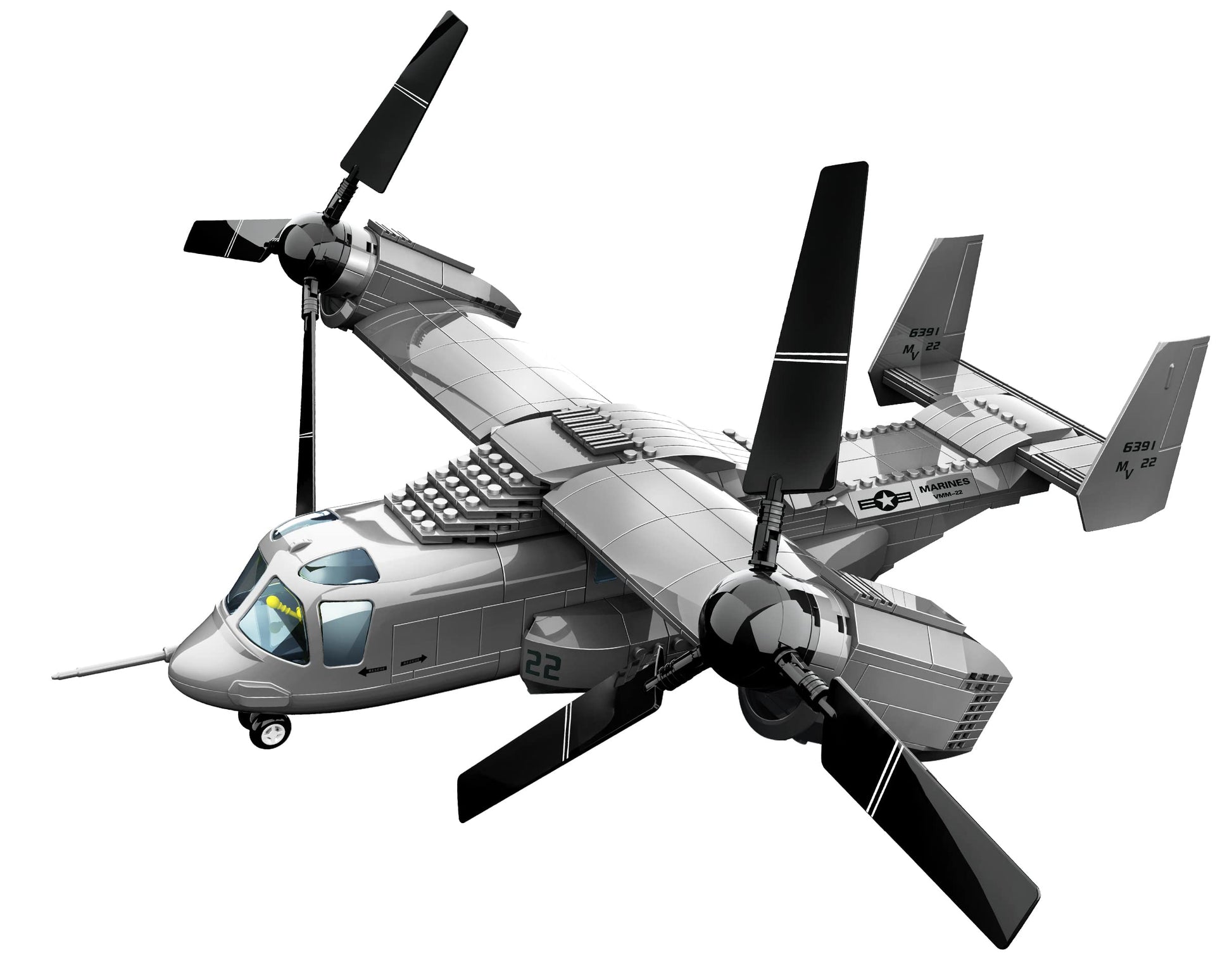Apostrophe Games V-22 Osprey Tiltrotor Aircraft Building Block Set - 460-Pcs Plane for Kids Older Than 10 and Adults - Compatible with All Building