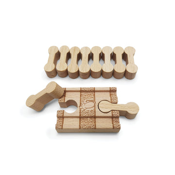 11 Pcs Deluxe Wooden Dog Bone Track Connector Pack - Train Connector Pieces Compatible with All Wooden Train Track Sets - Track Accessories