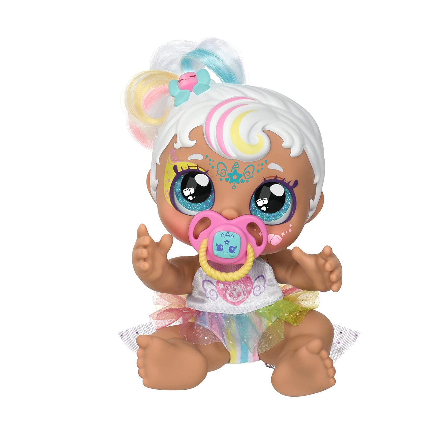 Kindi Kids Dress Up Magic 50275 Little Sister Doll, Unicorn Mini Apple Tree, Face Decorations to Discover, Toy Pacifier and Magic Sponge, Glittering