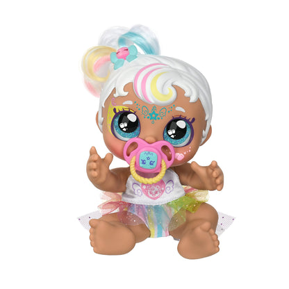 Kindi Kids Dress Up Magic 50275 Little Sister Doll, Unicorn Mini Apple Tree, Face Decorations to Discover, Toy Pacifier and Magic Sponge, Glittering
