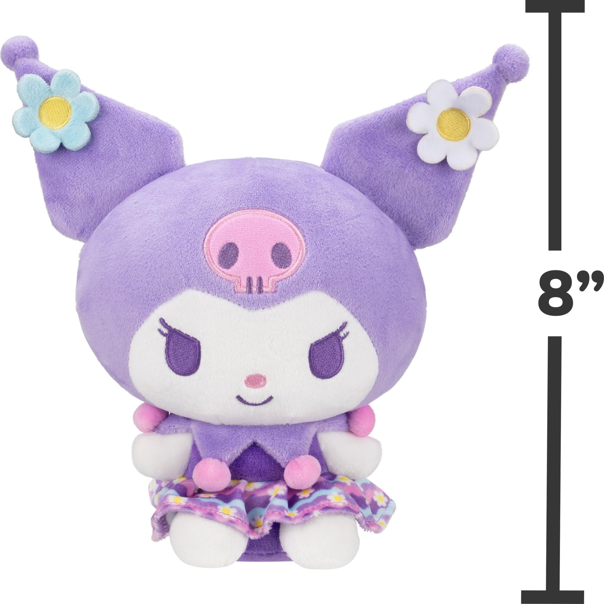 Jazwares Hello Kitty® and Friends - 8-Inch Kuromi™ Pastel Florals Plush - Officially Licensed Sanrio® Product from Ages 6+