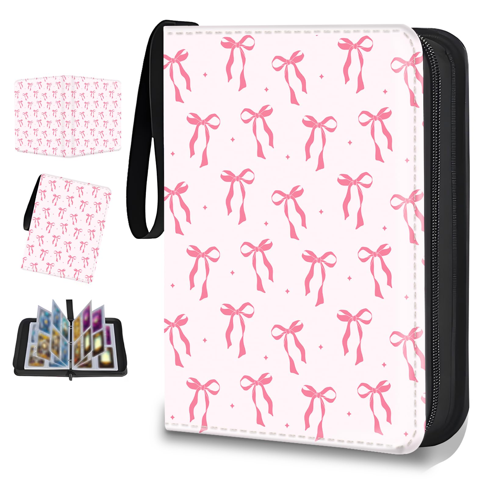 Card Binder for Girls Gifts 4 Pocket with 50 Sleeves 400 Cards Collectible Trading Binder Case Cute Album Holder Game sports collector supplier