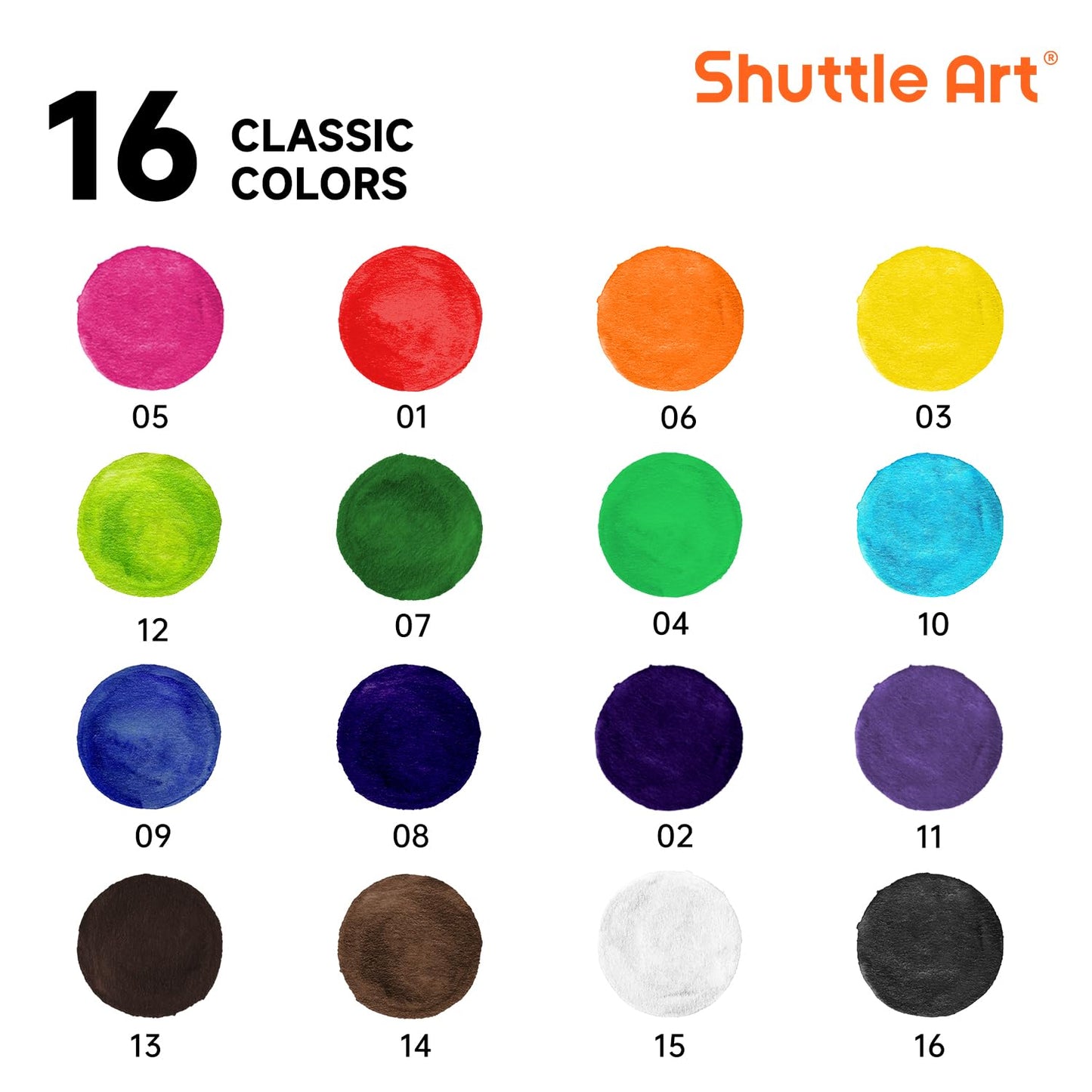 Shuttle Art 16 Colors Watercolor Paint Set Bulk, Pack of 24, Watercolor Paint Set with Paint Brushes for Kids and Adults, Washable Paint