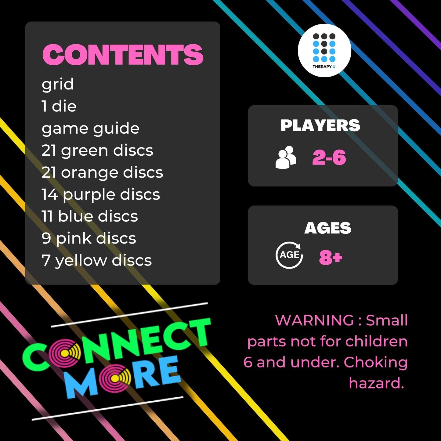 Connect More - Social Skills Games and Therapy Games, Multiplayer up to 6 Players, 4 in a Row Connect Game Fostering Conversation and Relationship