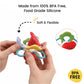 Lulyboo Flower Rattle Teether: BPA-Free Silicone with Textured Petals, Built-in Rattle Beads and 360° Twist. Soft, Flexible Design soothes Gums While