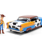Jada Toy Story Woody 1955 Chevrolet Bel Air Die-Cast Car with Figure 1:24 Scale - Hollywood Rides Collectible Toys