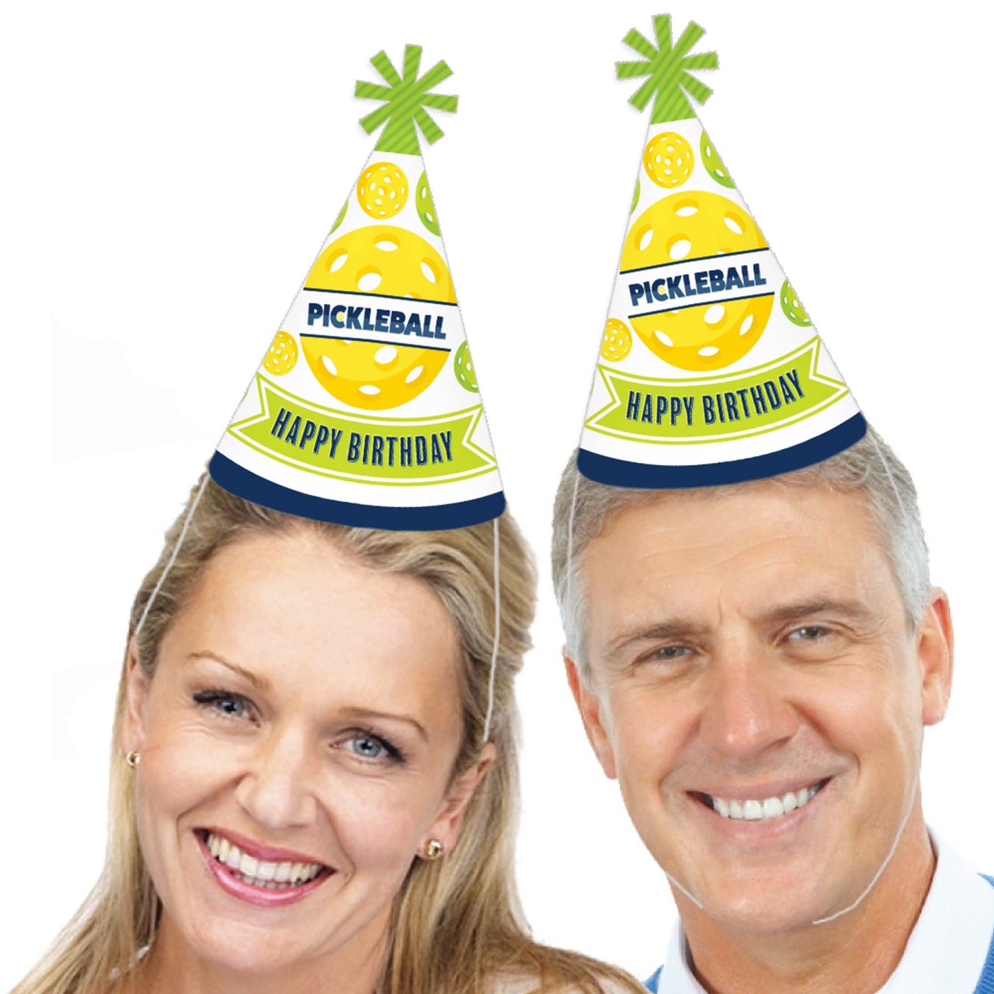 Big Dot of Happiness Let’s Rally - Pickleball - Cone Happy Birthday Party Hats for Kids and Adults - Set of 8 (Standard Size)