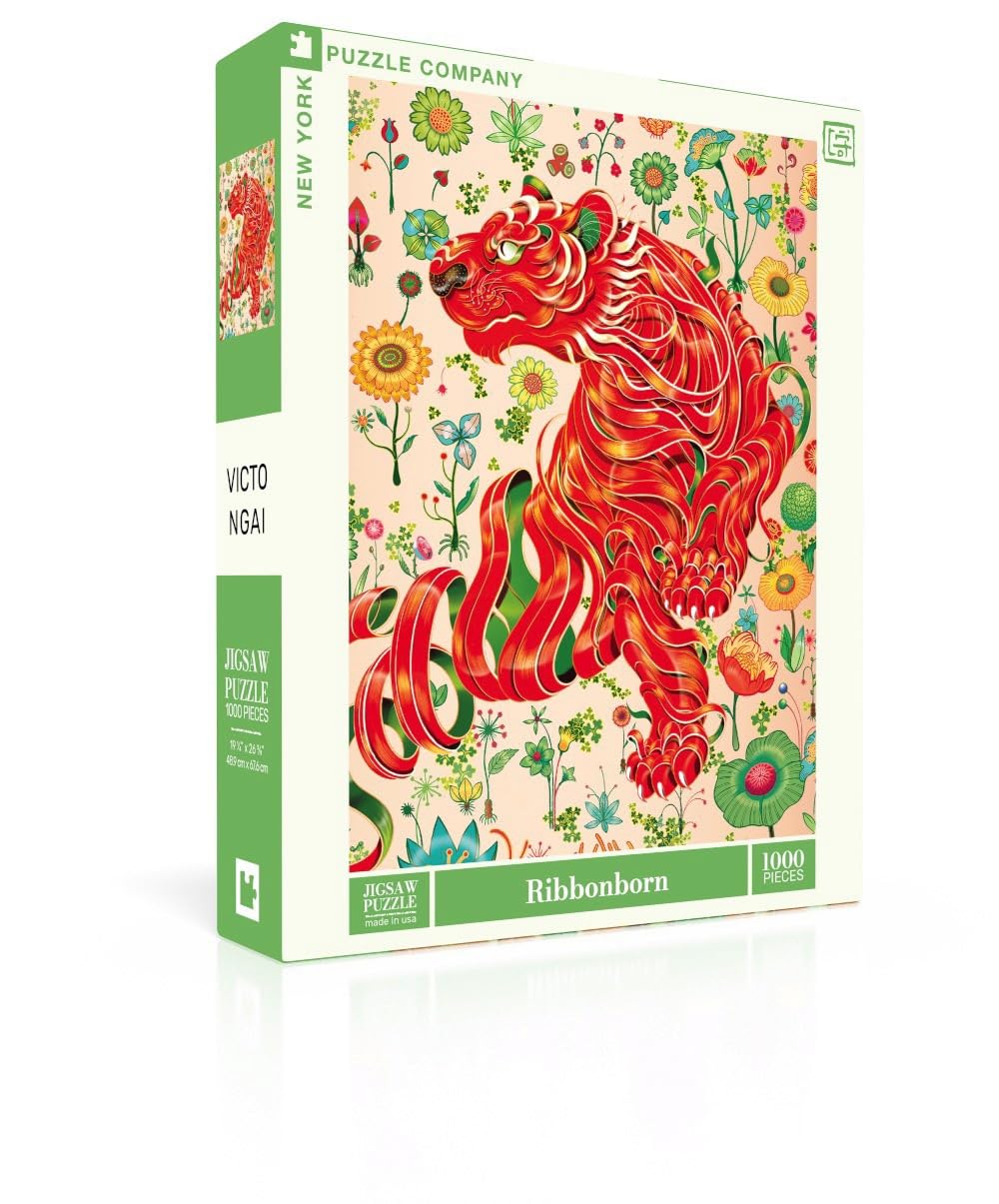 New York Puzzle Company - Victo Ngai Ribbonborn - 1000 Piece Jigsaw Puzzle for Family Game Nights by Victo Ngai