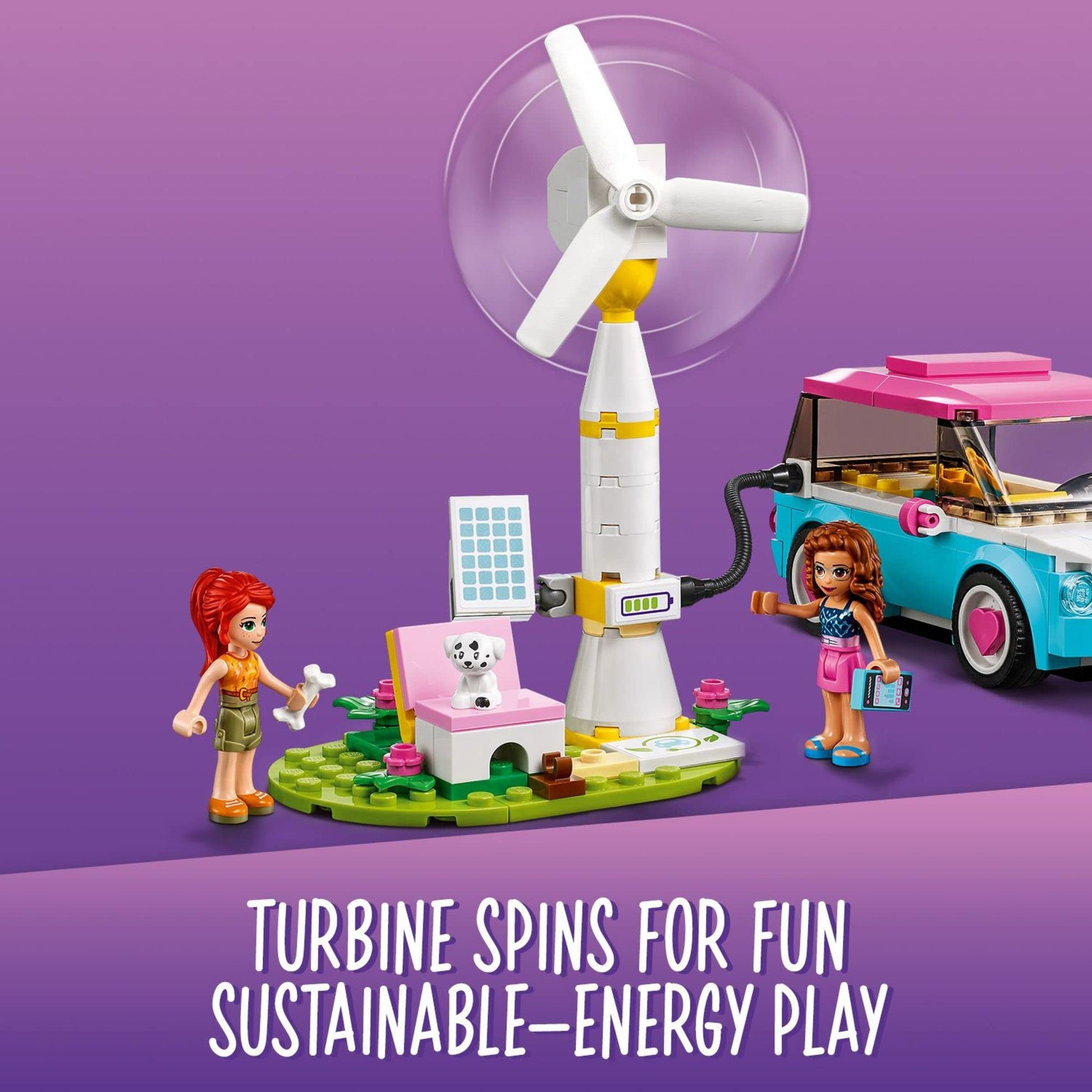 LEGO Friends Olivia's Electric Car Toy 41443 Vehicle for Girls, Boys and Kids 6 Plus Years Old, with Mia Mini-Doll & Puppy Figure Eco Education