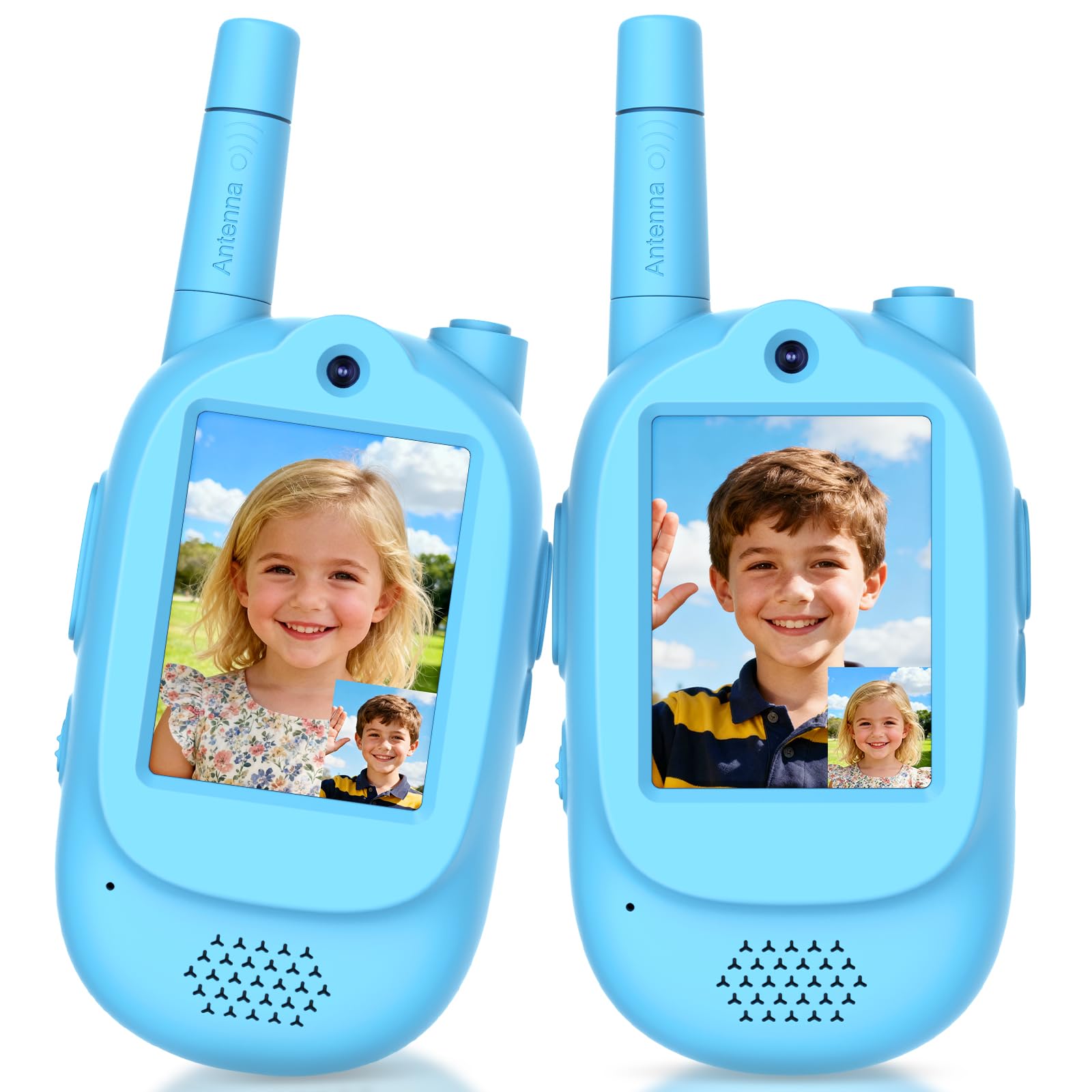 Video Walkie Talkies for Kids, 2 Pack Rechargeable HD Screen Walkies Talkies with 600 FT Outdoor Range, Voice Changer, Watch Straps & Lanyards