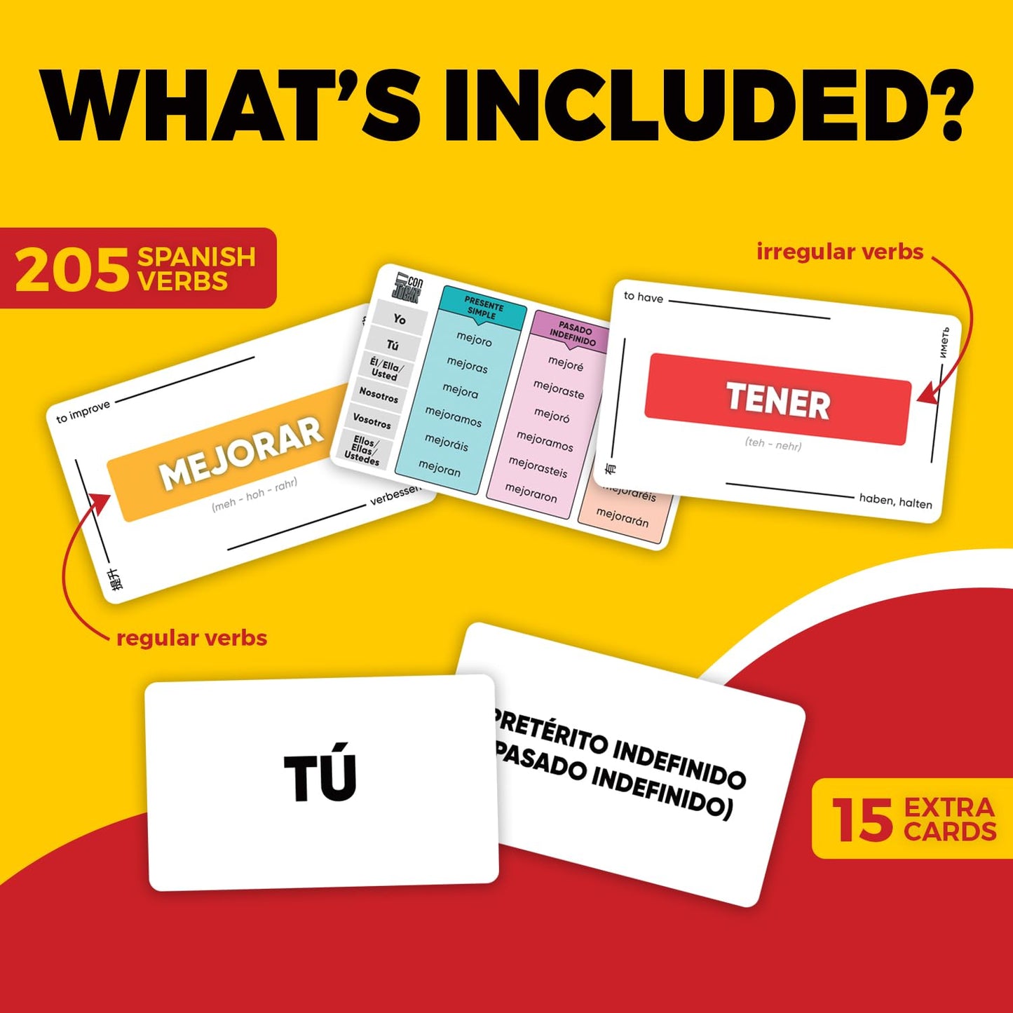 Spanish Verb Flashcards - 200+ Present, Past & Future Tense Conjugations