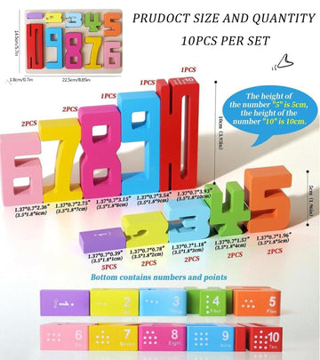 DLAIUSMALL Number Blocks Toys for Kids,Wooden Number Building Blocks, Digital Building Blocks,Balance Competition Game,Math Learning Educational Gift