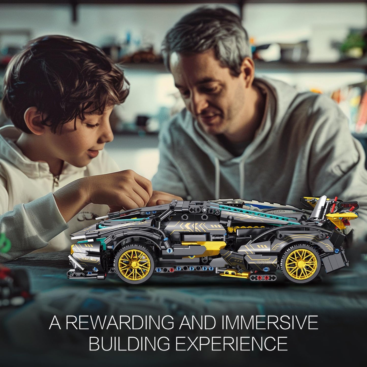 JSINMA Technic Sports Car Building Blocks Toys Boys or Adults Kits 1:14 MOC Lambo V12 Building Set Speed Champions Raceing Car Model Vehicle Set