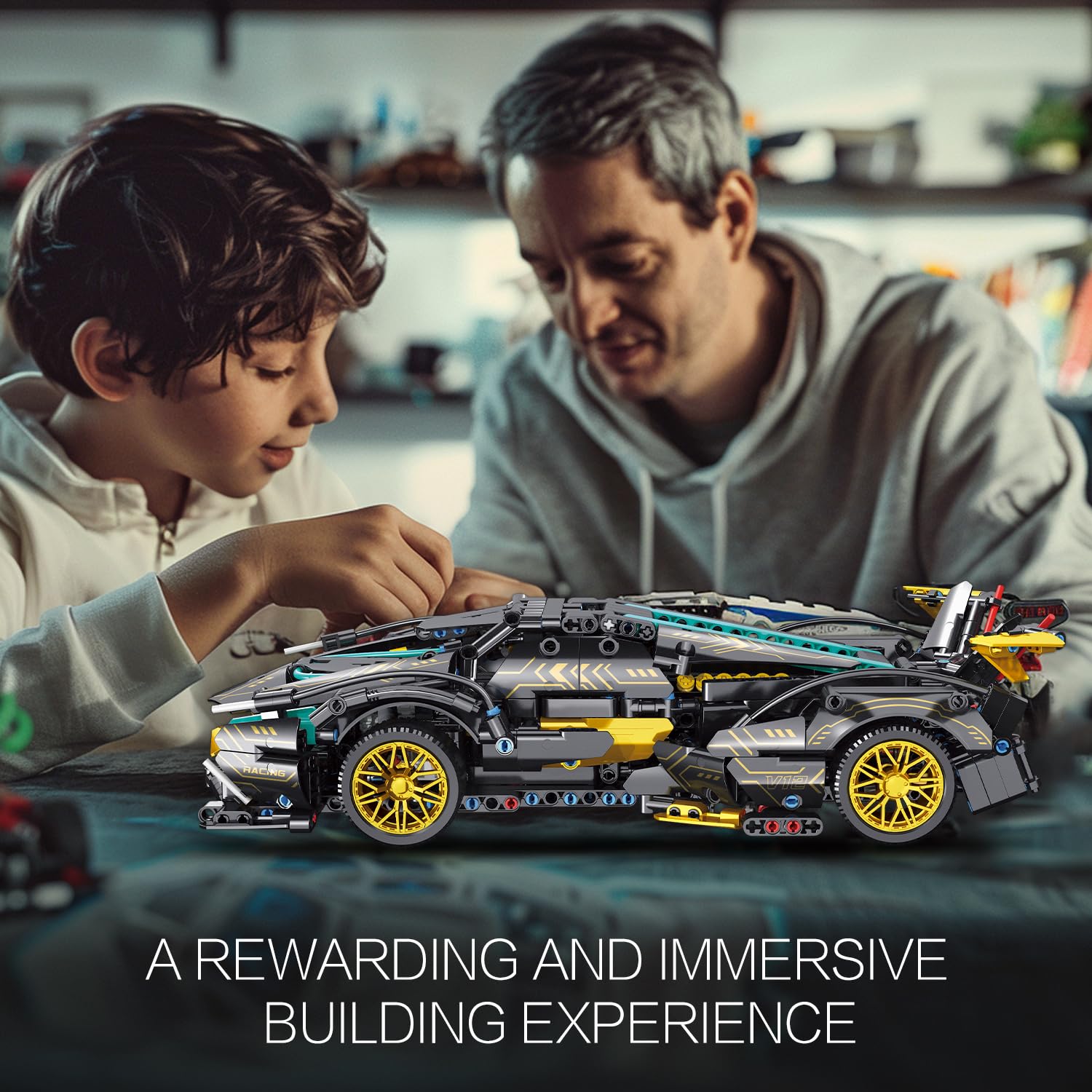 JSINMA Technic Sports Car Building Blocks Toys Boys or Adults Kits 1:14 MOC Lambo V12 Building Set Speed Champions Raceing Car Model Vehicle Set