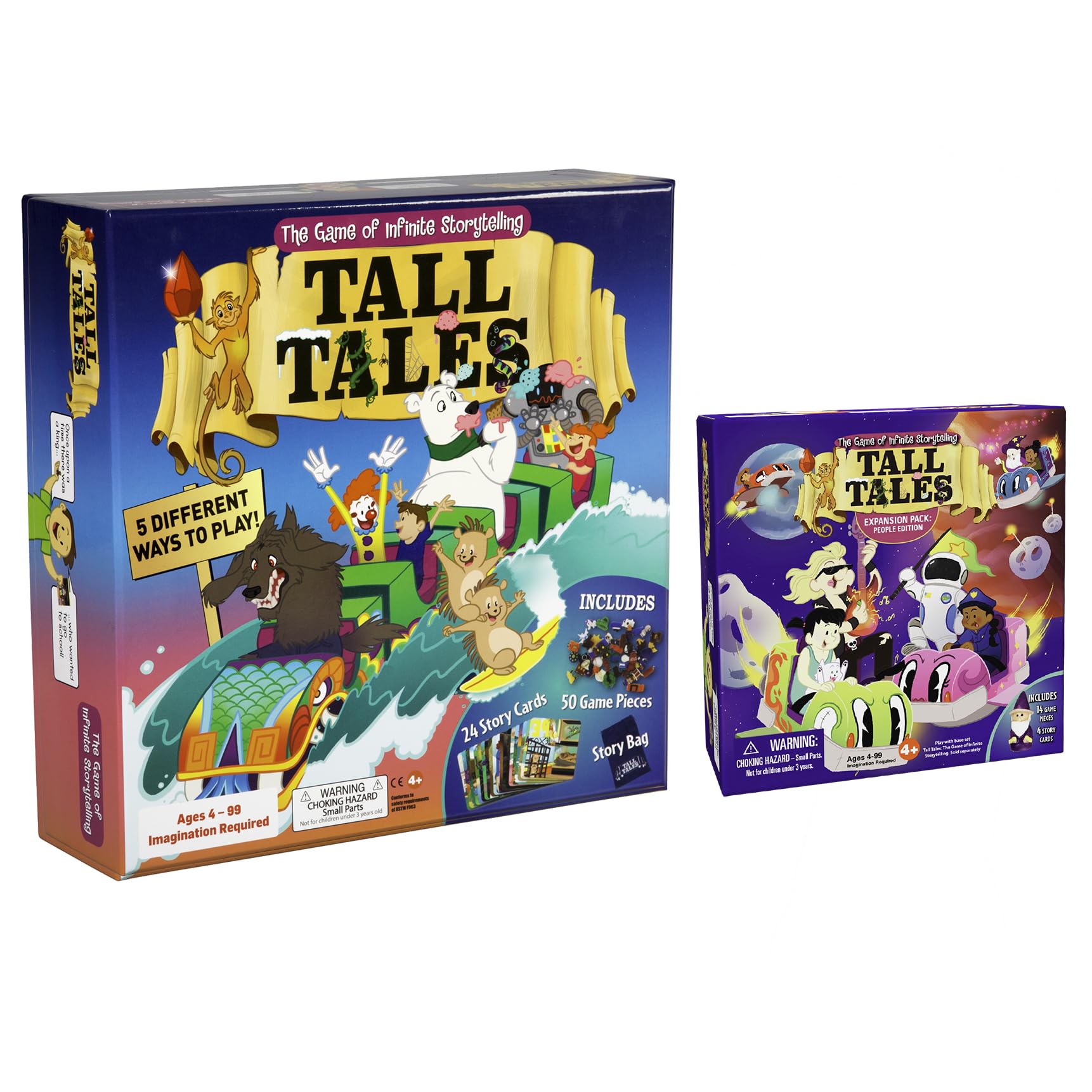 SCS Direct, Tall Tales Board Game & Expansion Combo Pack (93 Piece Set) - Educational Story Telling Game w Story Cards & Game Pieces for 5 Ways
