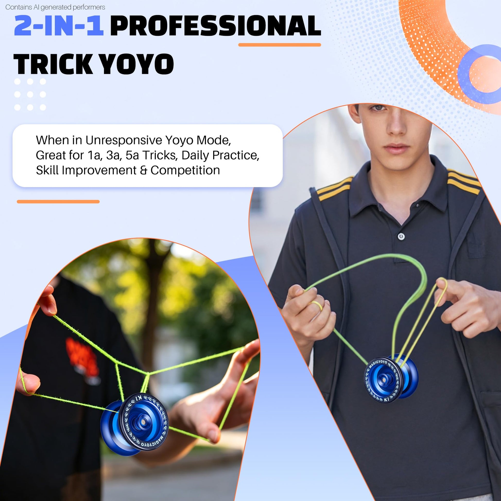 MAGICYOYO K1 Plastic Responsive YoYo for Kids 8-12 with Hubstacks-Dark Blue