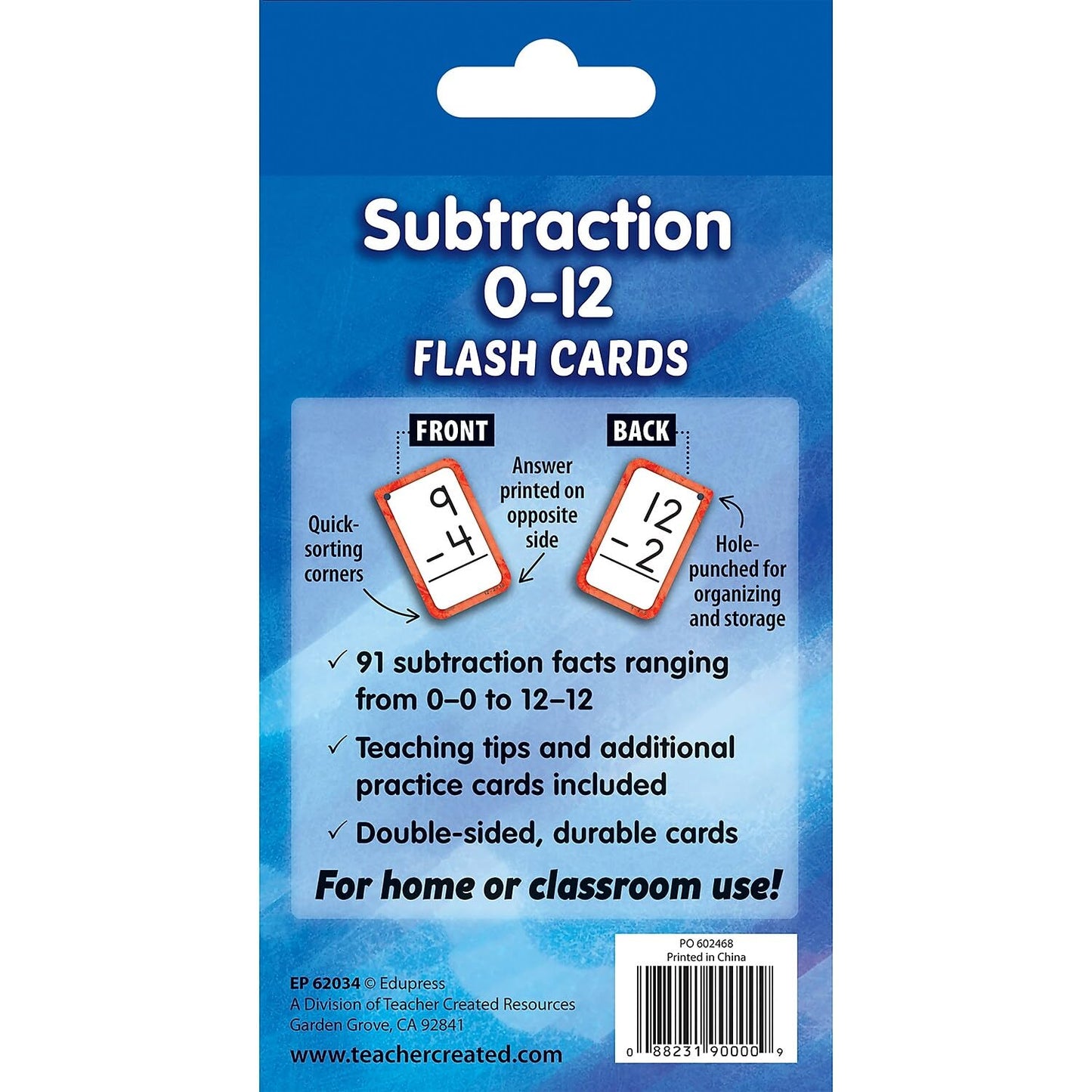 Teacher Created Resources Subtraction 0-12 Flash Cards (EP62034)