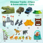 IQKidz Dinosaur World Race Track Toys - 216pcs Flexible Track Playset with 1 Dinosaur Car, 1 Race Car, 6 Dino Toys, for Kids 3 4 5 6 Year & Up Old